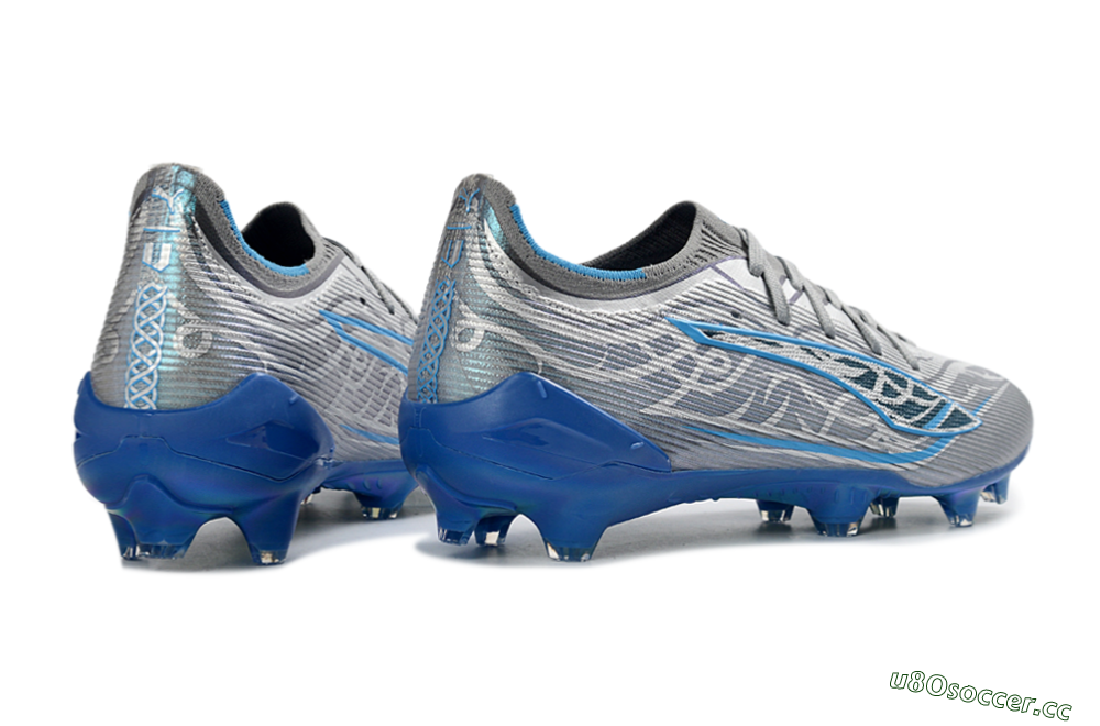 Men's Puma Ultra Ultimate FG Firm Ground Low-Tops Football Boots - Gray/Electric Blue/Deep Ocean 6