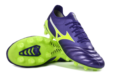 Men's Mizuno Morelia Neo 4 FG Firm Ground Low-Tops Football Boots - Purple/Vibrant Green/Deep Violet