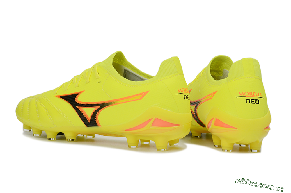 Men's Mizuno Morelia Neo 4 FG Firm Ground Low-Tops Football Boots - Yellow/Electric Yellow/Black 4