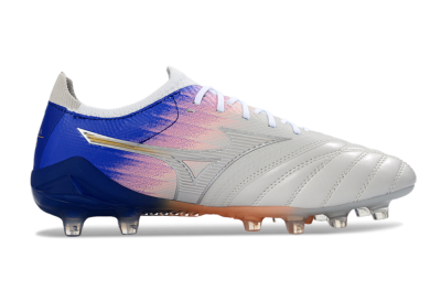 Men's Mizuno Morelia Neo 4 FG Firm Ground Low-Tops Football Boots - Silver/Blue Wave/Pink Gradient
