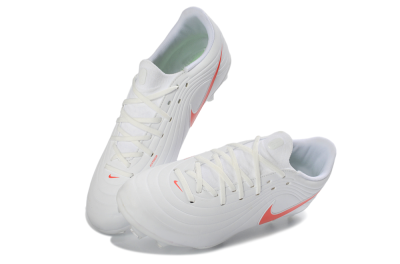 Men's Nike Tiempo Legend 10 Elite FG Firm Ground Low-Tops Football Boots - White/Coral Red/Deep Blue