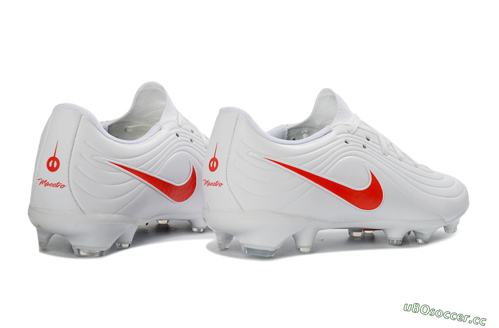 Men's Nike Tiempo Legend 10 Elite FG Firm Ground Low-Tops Football Boots - White/Coral Red/Deep Blue 6