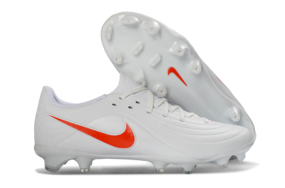 Men's Nike Tiempo Legend 10 Elite FG Firm Ground Low-Tops Football Boots - White/Coral Red/Deep Blue
