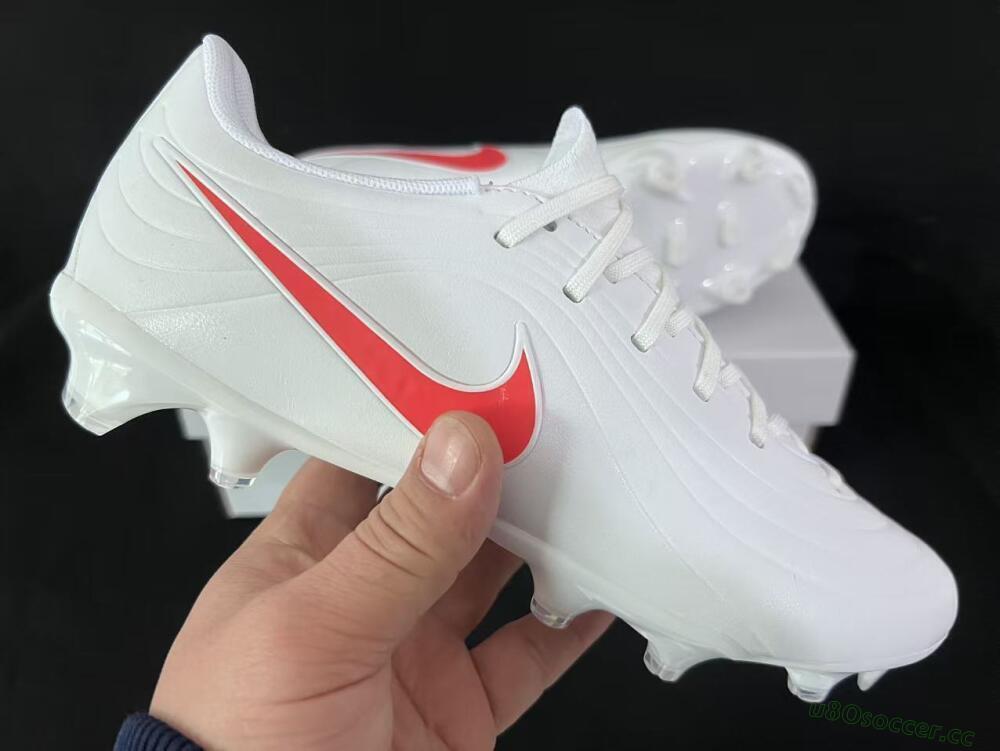 Men's Nike Tiempo Legend 10 Elite FG Firm Ground Low-Tops Football Boots - White/Coral Red/Deep Blue