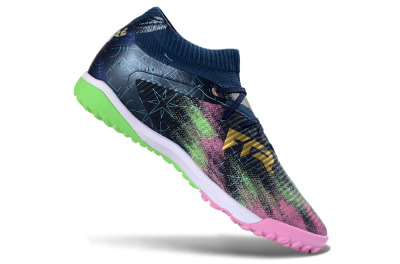 Men's Puma Future 8 Ultimate TF Artificial Turf Low-Tops Football Shoes - Green/Pink Blast/Deep Blue