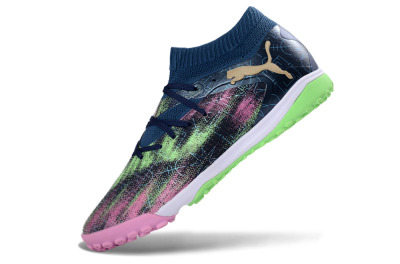 Men's Puma Future 8 Ultimate TF Artificial Turf Low-Tops Football Shoes - Green/Pink Blast/Deep Blue