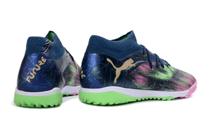 Men's Puma Future 8 Ultimate TF Artificial Turf Low-Tops Football Shoes - Green/Pink Blast/Deep Blue