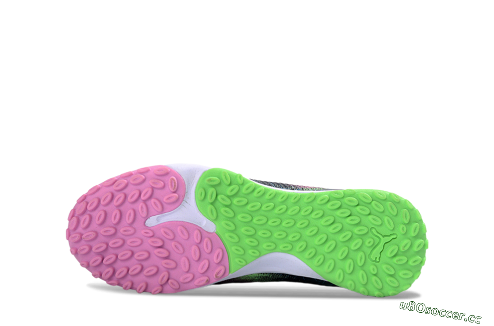 Men's Puma Future 8 Ultimate TF Artificial Turf Low-Tops Football Shoes - Green/Pink Blast/Deep Blue 6