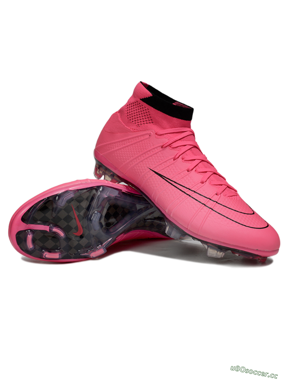 Men's Nike Zoom Mercurial Superfly 4 Elite FG Firm Ground High-Tops Football Boots - Pink/Vibrant Pink/Jet Black 3