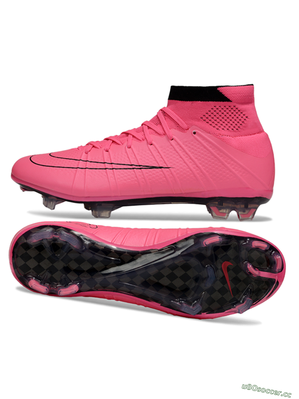 Men's Nike Zoom Mercurial Superfly 4 Elite FG Firm Ground High-Tops Football Boots - Pink/Vibrant Pink/Jet Black 1