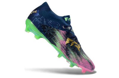 Men's Puma Future 8 Ultimate FG Firm Ground Low-Tops Football Boots - Navy/Electric Green/Fuchsia Pink