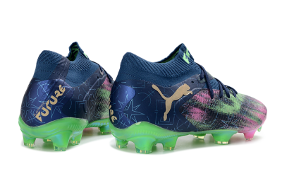 Men's Puma Future 8 Ultimate FG Firm Ground Low-Tops Football Boots - Navy/Electric Green/Fuchsia Pink