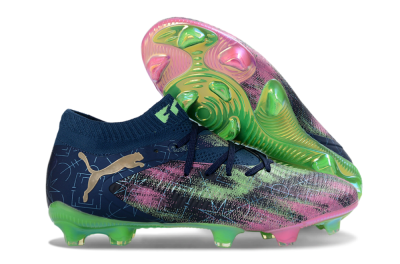 Men's Puma Future 8 Ultimate FG Firm Ground Low-Tops Football Boots - Navy/Electric Green/Fuchsia Pink