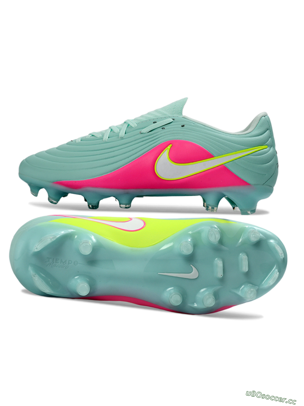 Men's Nike Tiempo Legend 11 Elite FG Firm Ground Low-Tops Football Boots - Aqua/Neon Pink/Lime Green 1