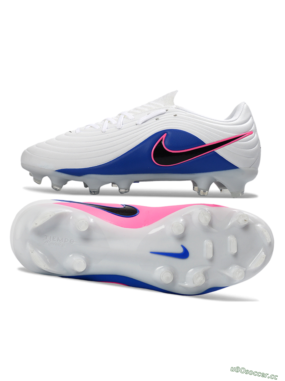 Men's Nike Tiempo Legend 11 Elite FG Firm Ground Low-Tops Football Boots - White/Electric Blue/Fusion Pink 1