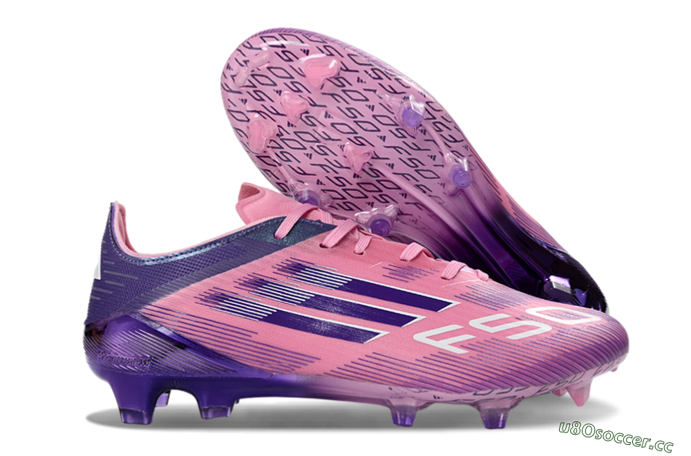 Unisex Adidas F50 Elite FG Firm Ground Low-Tops Football Boots - Pink/Vivid Purple/Soft Pink 2