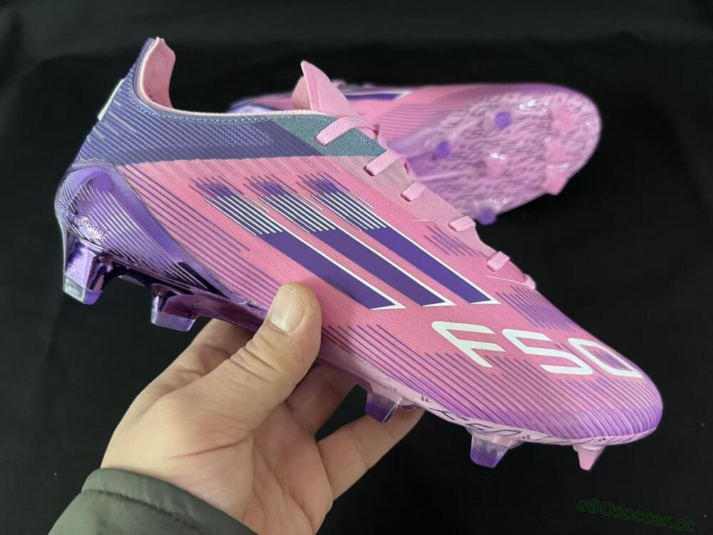 Unisex Adidas F50 Elite FG Firm Ground Low-Tops Football Boots - Pink/Vivid Purple/Soft Pink