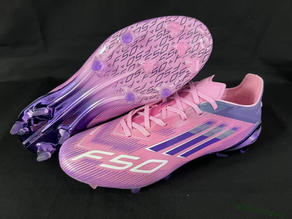Unisex Adidas F50 Elite FG Firm Ground Low-Tops Football Boots - Pink/Vivid Purple/Soft Pink
