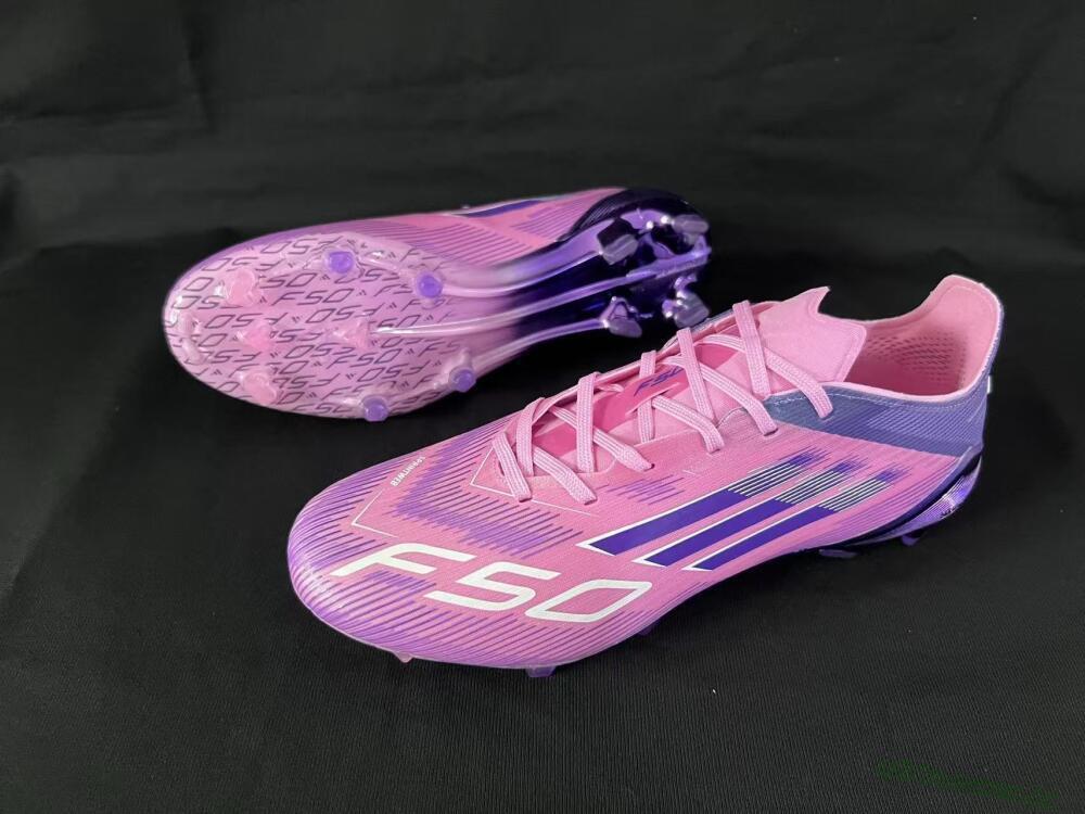 Unisex Adidas F50 Elite FG Firm Ground Low-Tops Football Boots - Pink/Vivid Purple/Soft Pink