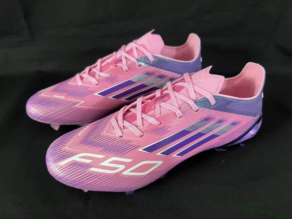 Unisex Adidas F50 Elite FG Firm Ground Low-Tops Football Boots - Pink/Vivid Purple/Soft Pink