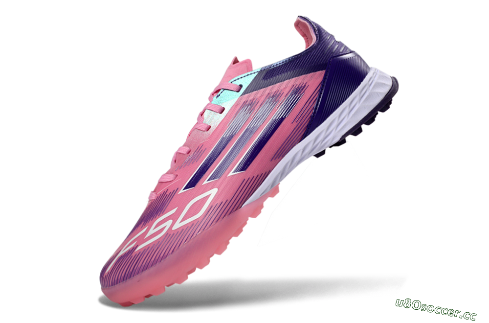 Unisex Adidas F50 Pro TF Artificial Turf Low-Tops Football Shoes - Pink/Vibrant Pink/Deep Purple 5