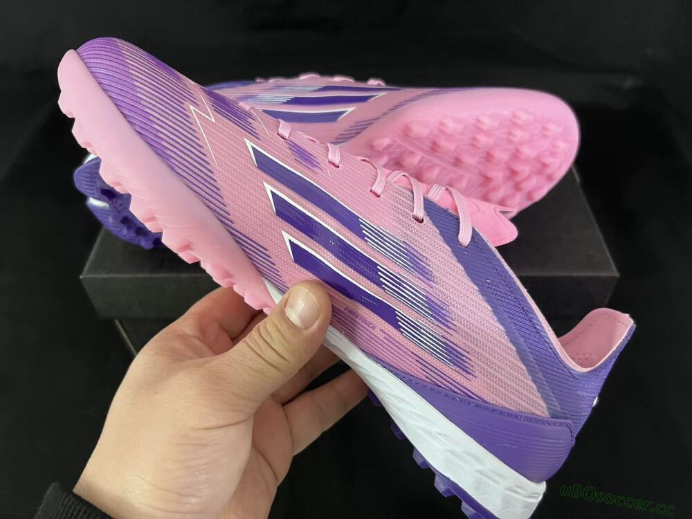 Unisex Adidas F50 Pro TF Artificial Turf Low-Tops Football Shoes - Pink/Vibrant Pink/Deep Purple