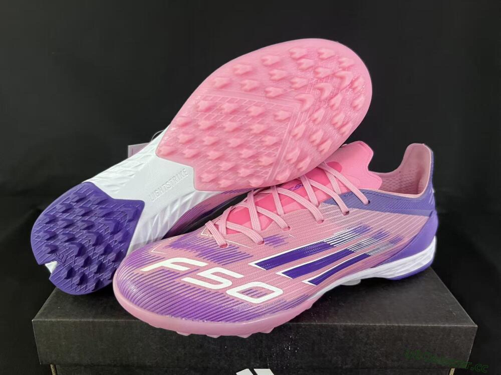 Unisex Adidas F50 Pro TF Artificial Turf Low-Tops Football Shoes - Pink/Vibrant Pink/Deep Purple