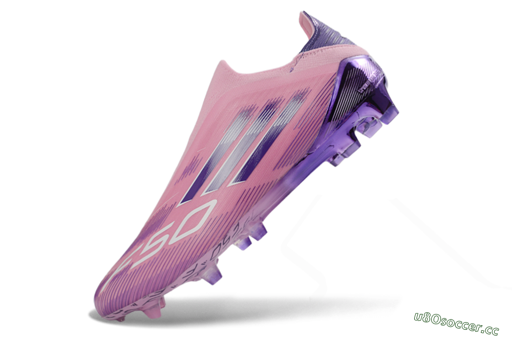 Unisex Adidas F50 Elite Laceless FG Firm Ground Low-Tops Football Boots - Pink/Lavender Mist/Deep Purple 5