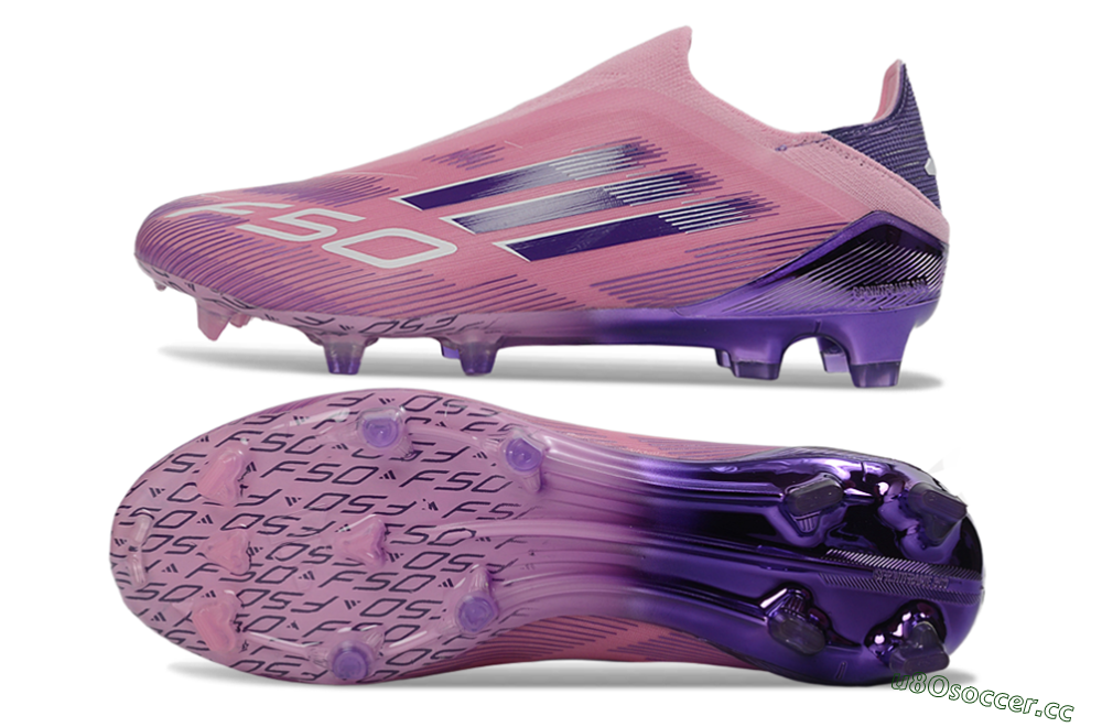 Unisex Adidas F50 Elite Laceless FG Firm Ground Low-Tops Football Boots - Pink/Lavender Mist/Deep Purple 1