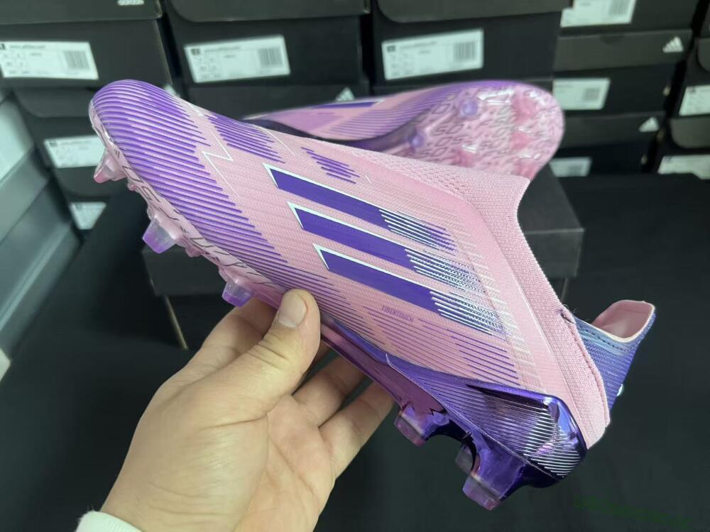 Unisex Adidas F50 Elite Laceless FG Firm Ground Low-Tops Football Boots - Pink/Lavender Mist/Deep Purple