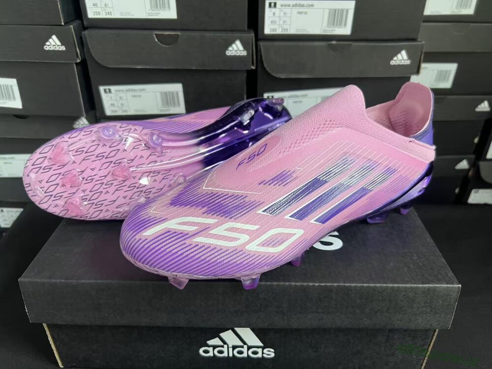 Unisex Adidas F50 Elite Laceless FG Firm Ground Low-Tops Football Boots - Pink/Lavender Mist/Deep Purple