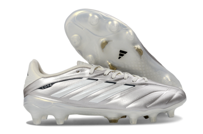 Men's Adidas Copa Pure 3 Elite FG Firm Ground Low-Tops Football Boots - Silver/Metallic Gray/White
