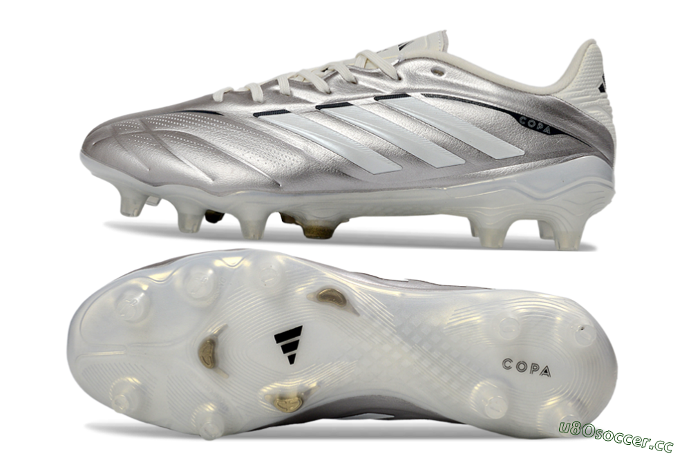 Men's Adidas Copa Pure 3 Elite FG Firm Ground Low-Tops Football Boots - Silver/Metallic Gray/White 1