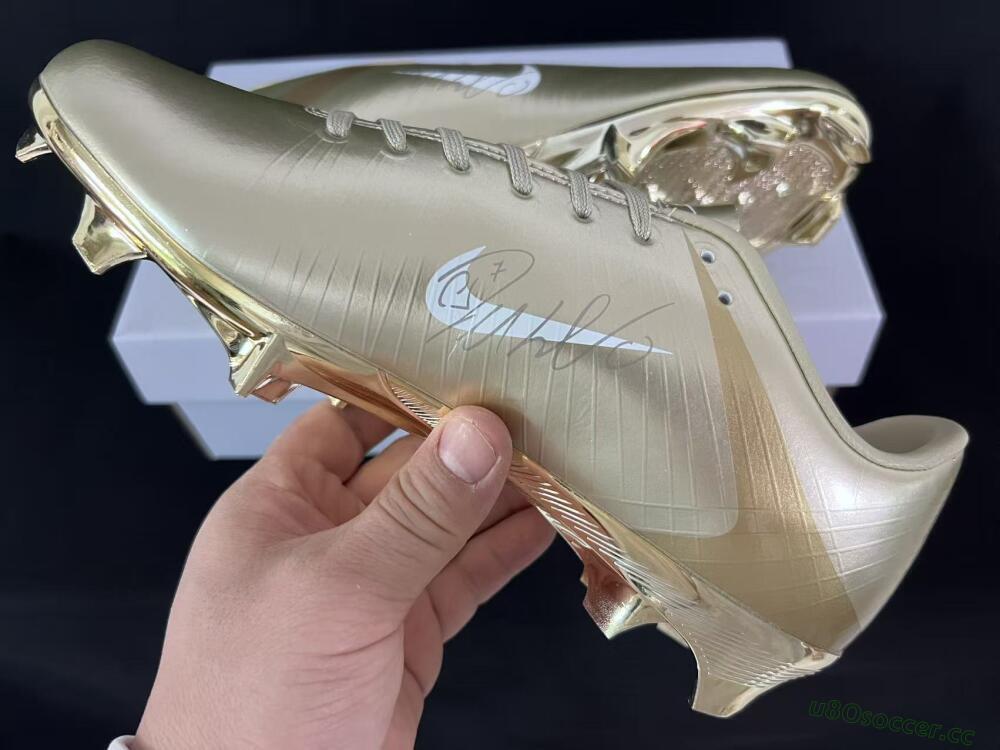 Men's Nike Air Zoom Mercurial Vapor 1 Elite CR7 FG Firm Ground Low-Tops Football Boots - Gold/Metallic Gold/White