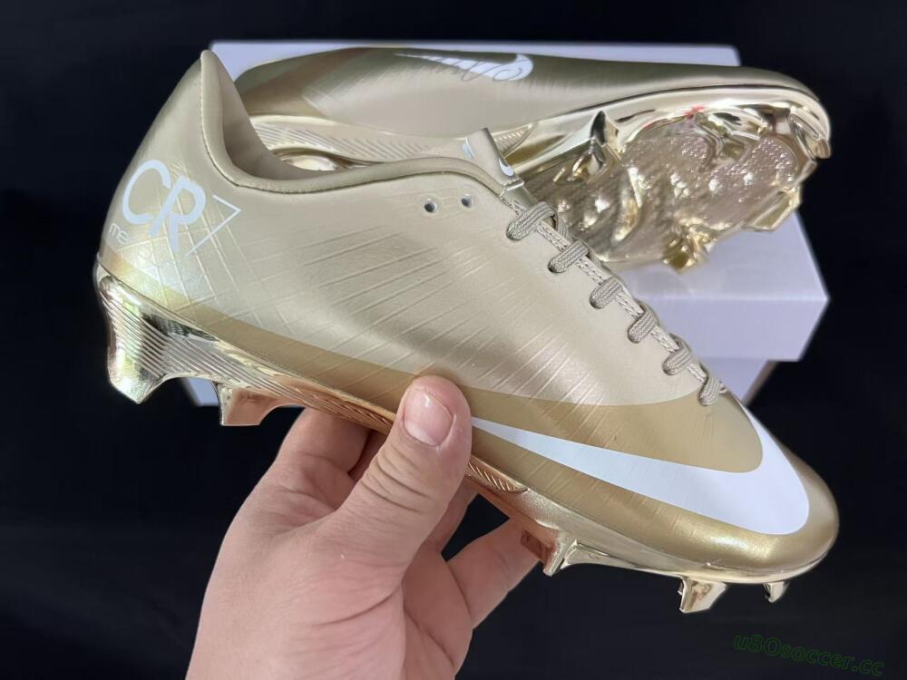 Men's Nike Air Zoom Mercurial Vapor 1 Elite CR7 FG Firm Ground Low-Tops Football Boots - Gold/Metallic Gold/White