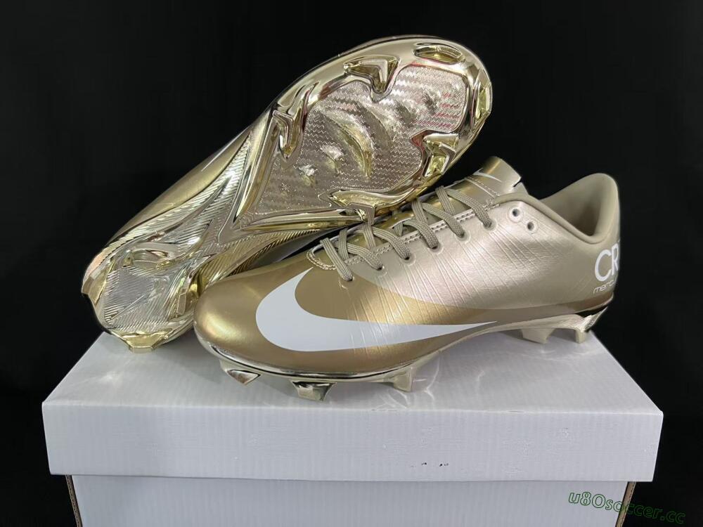 Men's Nike Air Zoom Mercurial Vapor 1 Elite CR7 FG Firm Ground Low-Tops Football Boots - Gold/Metallic Gold/White