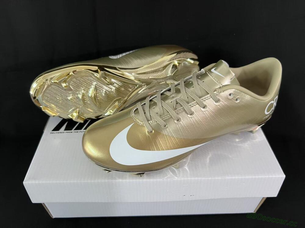 Men's Nike Air Zoom Mercurial Vapor 1 Elite CR7 FG Firm Ground Low-Tops Football Boots - Gold/Metallic Gold/White