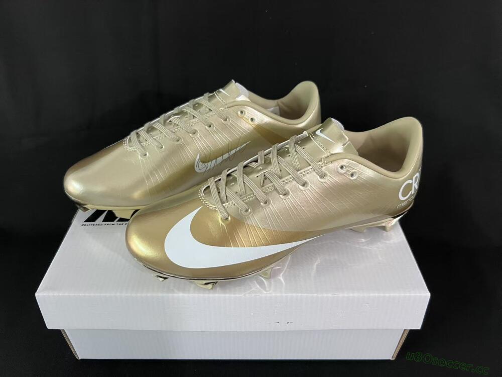 Men's Nike Air Zoom Mercurial Vapor 1 Elite CR7 FG Firm Ground Low-Tops Football Boots - Gold/Metallic Gold/White