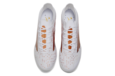 Unisex Adidas F50 Pro TF Artificial Turf Low-Tops Football Shoes - White/Metallic Gold/Blazing Orange