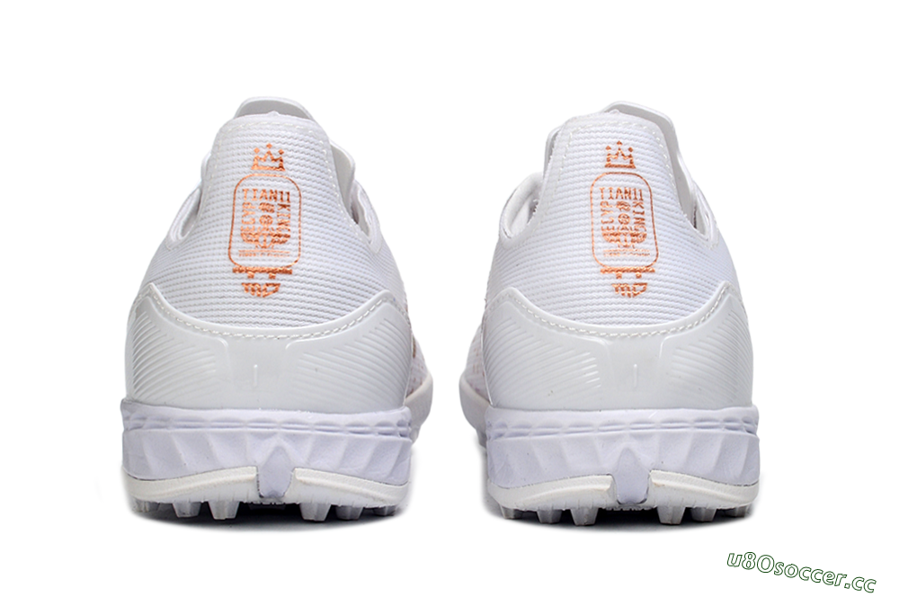 Unisex Adidas F50 Pro TF Artificial Turf Low-Tops Football Shoes - White/Metallic Gold/Blazing Orange 5
