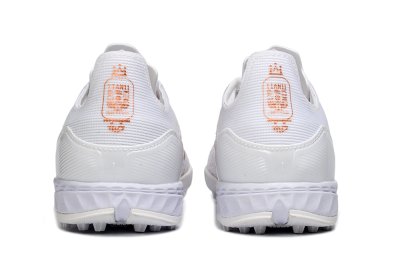 Unisex Adidas F50 Pro TF Artificial Turf Low-Tops Football Shoes - White/Metallic Gold/Blazing Orange