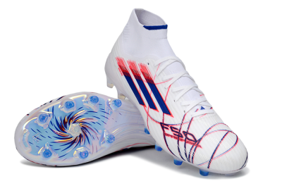 Men's Adidas F50 Elite Mid AG Artificial Grass High-Tops Football Boots - White/Electric Red/Deep Blue
