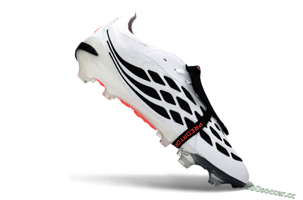Men's Adidas Predator 26 Elite Fold-Over Tongue FG Firm Ground Low-Tops Football Boots - White/Vibrant Pink/Storm Black 4