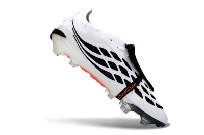 Men's Adidas Predator 26 Elite Fold-Over Tongue FG Firm Ground Low-Tops Football Boots - White/Vibrant Pink/Storm Black