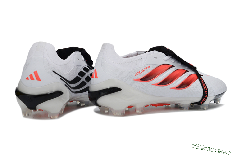 Men's Adidas Predator 26 Elite Fold-Over Tongue FG Firm Ground Low-Tops Football Boots - White/Vibrant Pink/Storm Black 6
