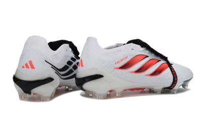 Men's Adidas Predator 26 Elite Fold-Over Tongue FG Firm Ground Low-Tops Football Boots - White/Vibrant Pink/Storm Black