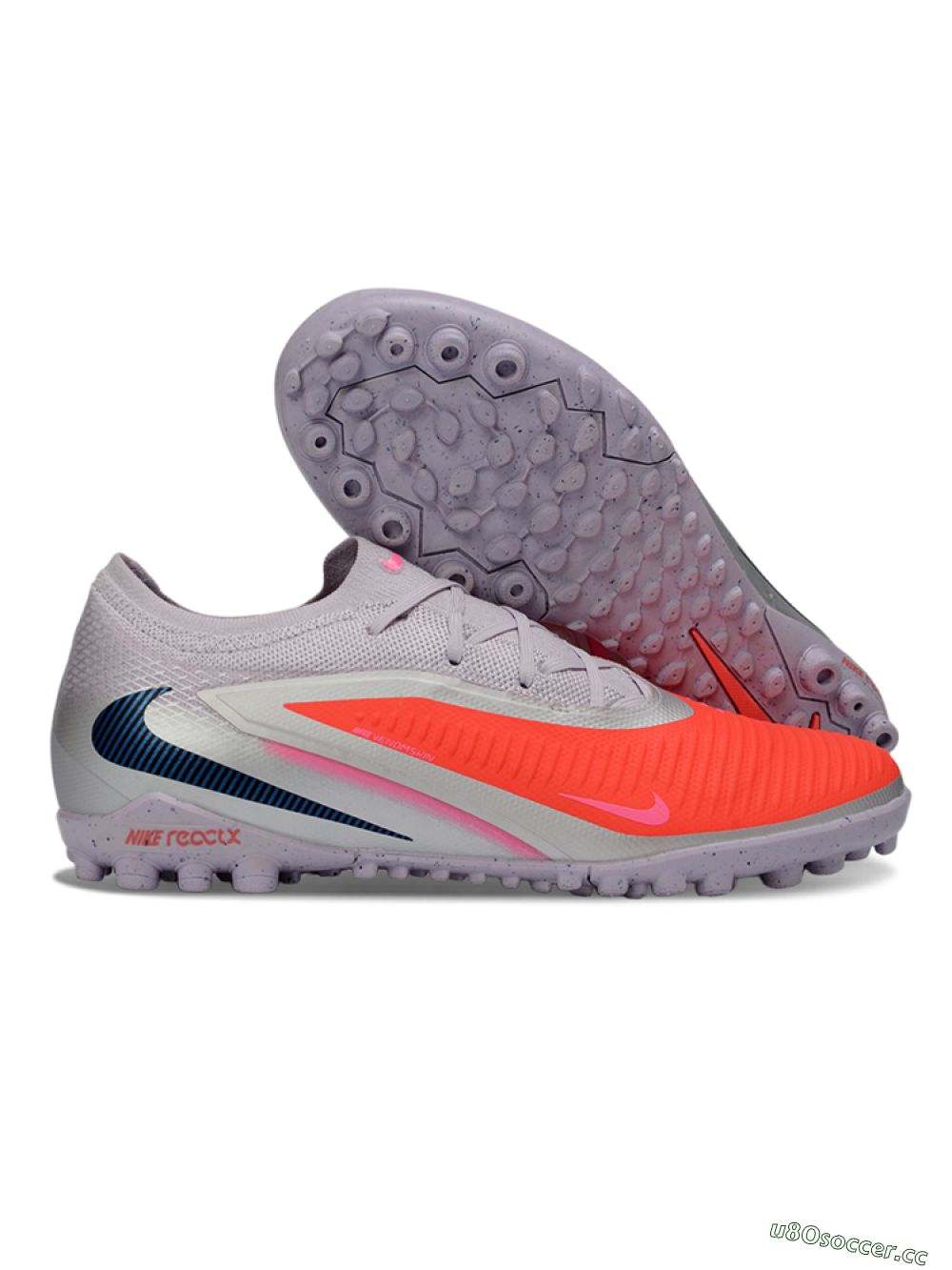 Unisex Nike Phantom 6 Elite Low TF Artificial Turf Low-Tops Football Shoes - Pink/Bright Orange/Slate Gray 2