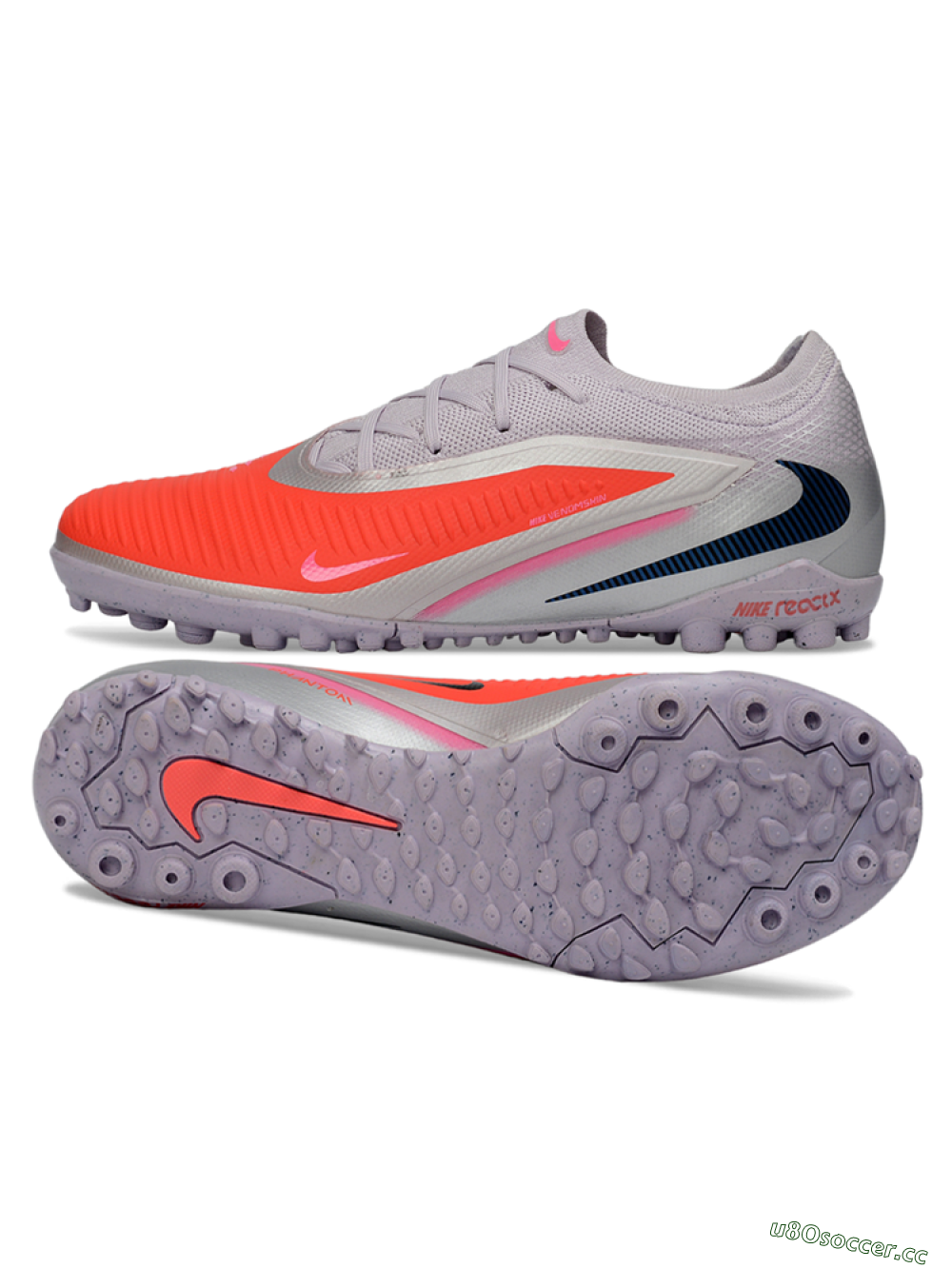 Unisex Nike Phantom 6 Elite Low TF Artificial Turf Low-Tops Football Shoes - Pink/Bright Orange/Slate Gray 1