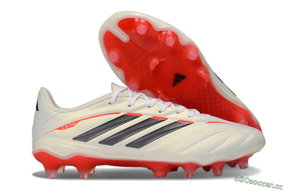 Men's Adidas Copa Pure 2+ Elite AG Artificial Grass Low-Tops Football Boots - White/Bright Red/Black 2