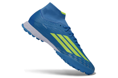 Men's Adidas F50 Elite Mid TF Artificial Turf High-Tops Football Shoes - Blue/Vibrant Blue/Neon Green